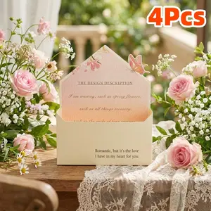 4pcs Envelope Flower Box (no Flowers) for Florists, Birthday, Valentine's Day, Mother's Day, Father's Day, Halloween, Party, Anniversary, Rose Gift Box
