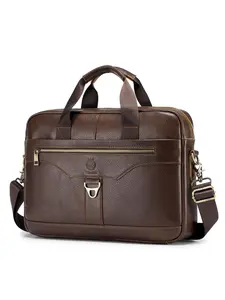 Men's Business Solid Color Leather Large Capacity Briefcase, Fashionable Travel Handbag, Durable Waterproof Computer Bag for Work & Daily Used, Travel Essentials