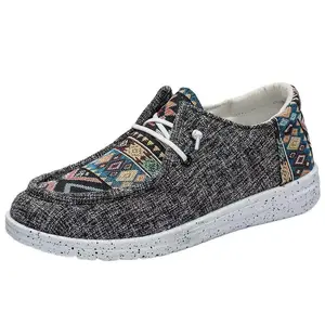 Mens Cartoon Graphic Lace-Up Loafers - Breathable, Lightweight, Non-Slip, Slip-On Boat Shoes with Cloth Upper, Fabric Insole, and EVA Sole - Perfect for Sports, Fall, Spring, Summer, and Winter Seasons