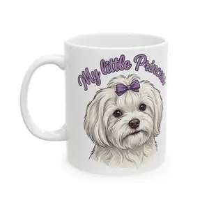 White Maltese Portrait Mug | My Princess Dog Illustration