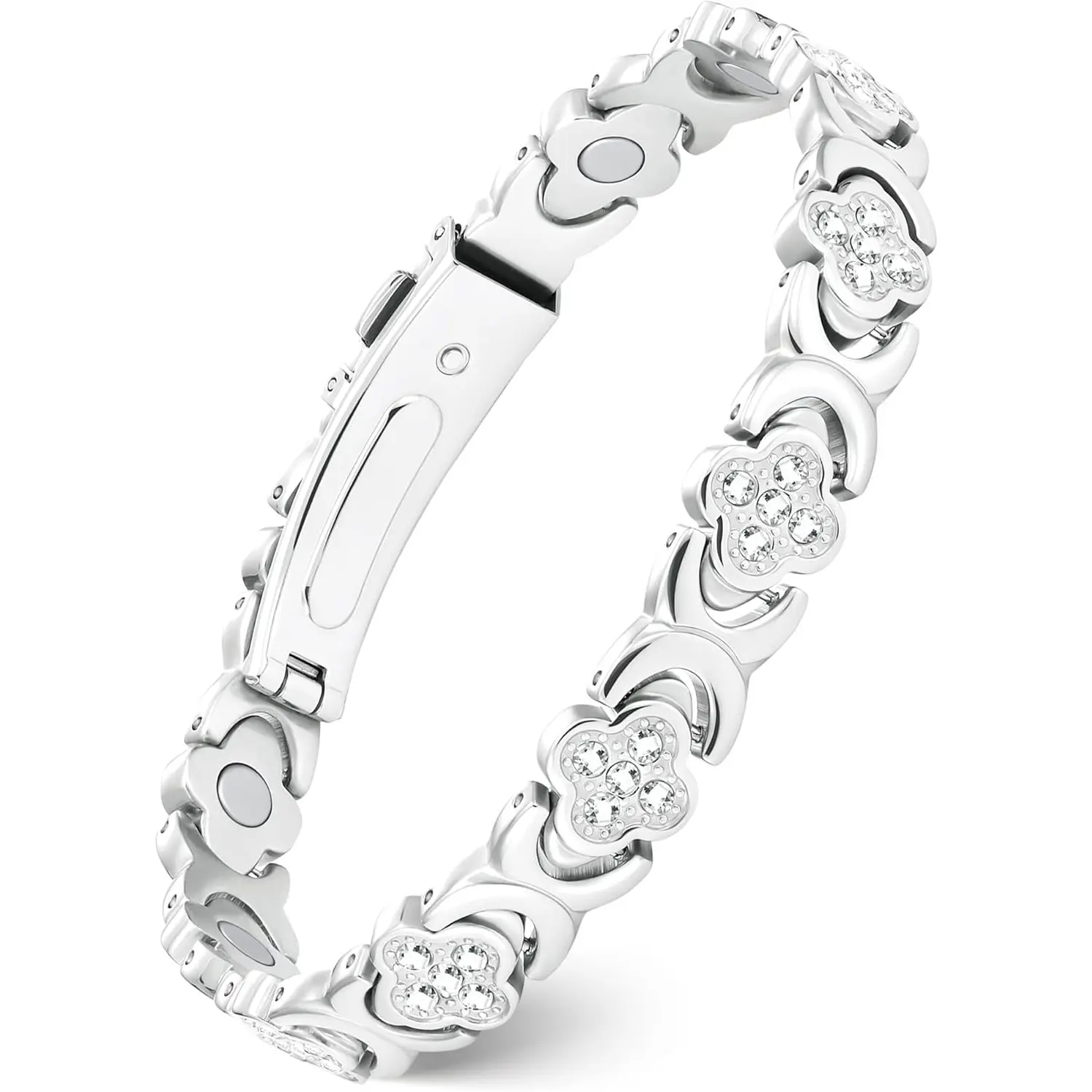 Jeracol Pure Copper Bracelets for Women, Ultra Strength Magnetic  Bracelet with 3800 Gauss Magnets & Sparkling Cubic Zirconia, Adjustable, Infinite Clover Jewelry