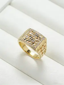 Elegant Floral Stone Copper Zircon Men's Statement Ring, Elegant Everyday Ring, Perfect for Daily Wear, Parties, Holidays, Anniversary, Valentine's Day, Christmas, Easter