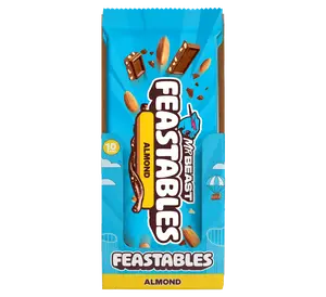 Feastables by MrBeast - Almond Chocolate Bar - for Adults & Kids, Chocolate, Candy, Cocoa Sweet & Crunchy Snack, Fairtrade Certified, Kosher, Perfect for Gifting or Snacking