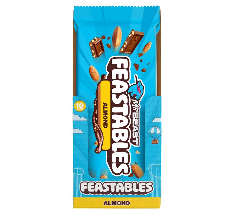 Feastables by MrBeast - Almond Chocolate Bar - for Adults & Kids, Chocolate, Candy, Cocoa Sweet & Crunchy Snack, Fairtrade Certified, Kosher, Perfect for Gifting or Snacking
