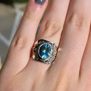 Color Treated Blue Topaz Sterling Silver Ring