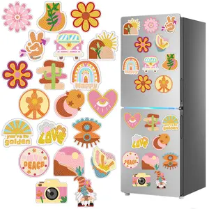 20-piece DIY diamond painting refrigerator magnets, simple 5D diamond art magnetic ornaments, handmade art decorative stickers, with magnetic backing and tool kit, suitable for adults.