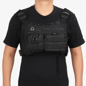 Men's Tactical Chest Bag with Built-in Phone Holder - Durable, EDC Bag Suitable for Running, Cycling, and Outdoor Adventures, Adjustable Shoulder Strap, Multiple Compartments, Black, Adventure Gear|Fashion design|Safety compartment