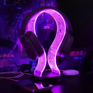 Light Up Headphone Stand with 16 Color Lights & PCB Pattern – Acrylic Headset Stand with USB & Type-C Charging Ports – Perfect Birthday, Valentine’s Day & Christmas Gifts for Gamers, Men & Music Lovers