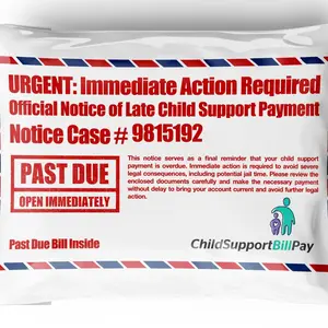 Late Child Support Prank Mailer - Official Notice with Fake Case Number & PAST DUE Stamp - Total Panic & Embarrassment Prank