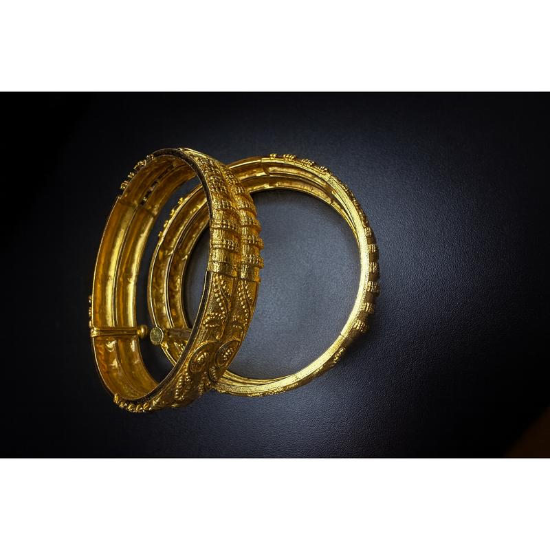 Royal Heritage 24K Gold Jewelry Set Bangles, Earrings & Ring