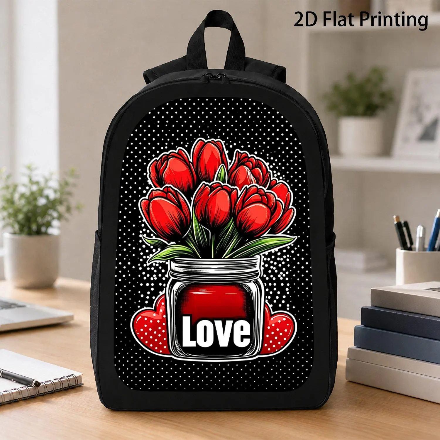 Large-Capacity Backpack Suitable for Hiking, Commuting & Travel - Lightweight Unisex Laptop Carrier with Tunable shoulder straps, Farmhouse Red Love Locks Heart Print, Frame for, Outdoor Adventures & Daily Use