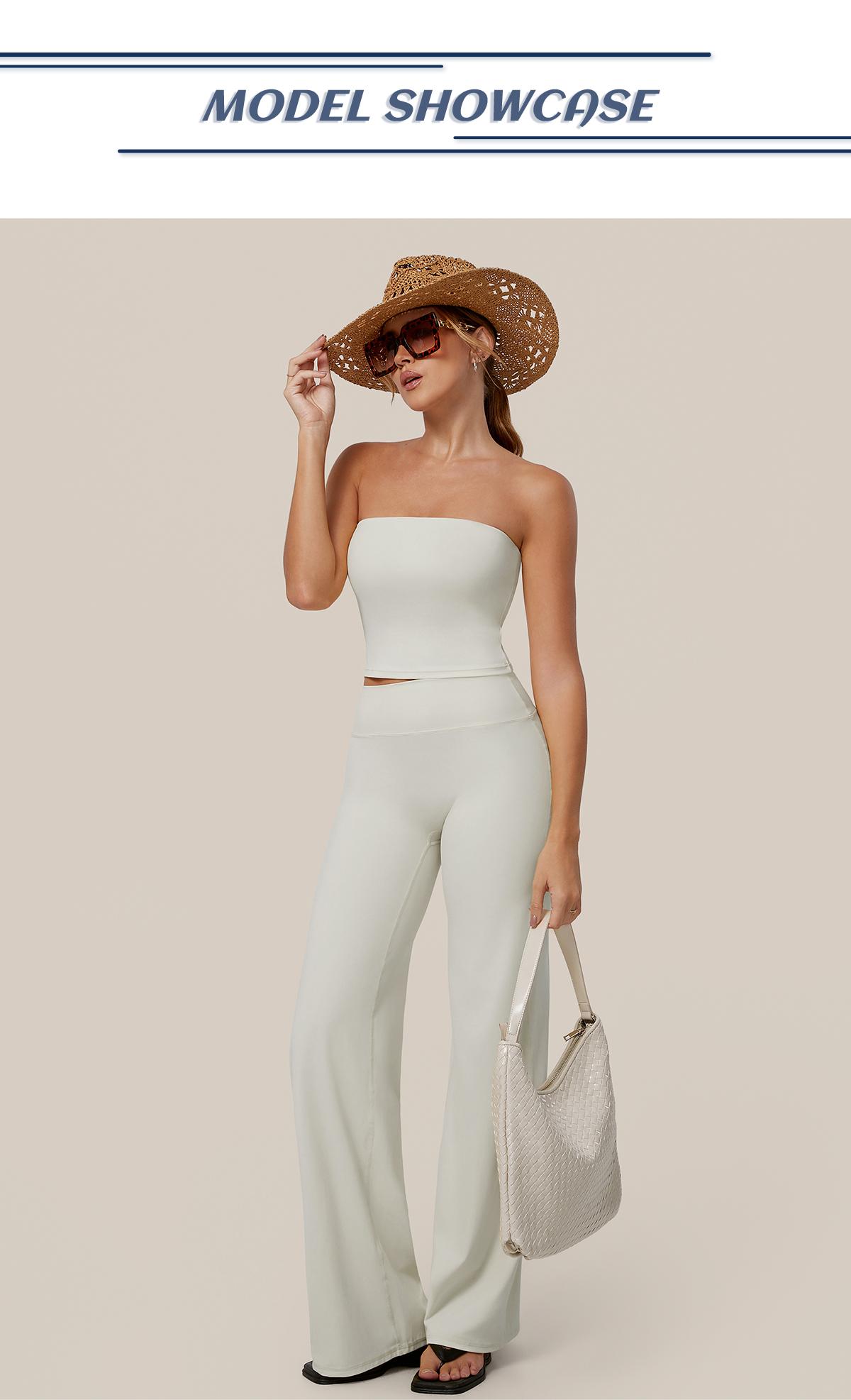 TIMEOFF Women's 2 Piece Workout Set, Non-Slip Strapless Tube Top & High Waist Butt Lifting Flare Pants, 4-Way Stretch Yoga Loungewear, 2 Pcs Set, Two Piece Sets Women TIMEOFF Women's 2 Piece Workout Set, Non-Slip Strapless Tube Top & High Waist Butt Lifting Flare Pants, 4-Way Stretch Yoga Loungewear, 2 Pcs Set, Two Piece Sets Women