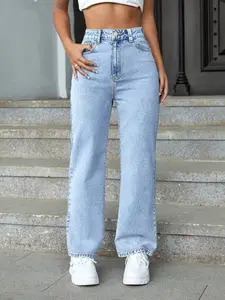 Women's Blue Fashion Versatile Narrow Leg Wide Leg Jeans, All Season Wearable, Elastic Stretchy Fabric, Casual Style, High Waist, Long Regular Fit