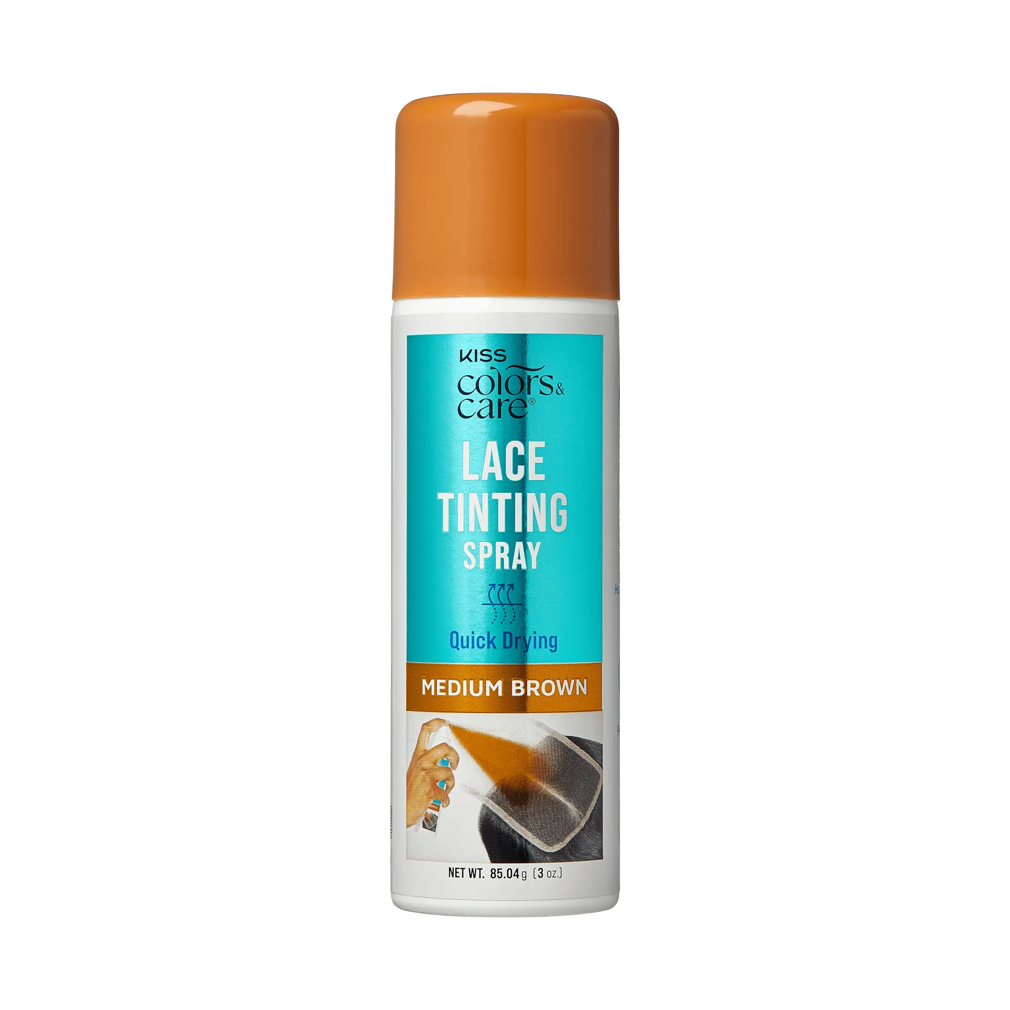 Kiss Colors & Care Lace Tinting Spray | Lace Front Wig Spray, Quick Drying, Transfer Proof, Medium Brown, Hair Care