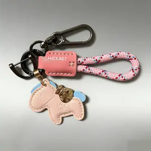 Creative Car Keychain with Leather Braided Rope, Fashionable Accessory for Bags & Keys, Unique Design Gift Idea for Him Her