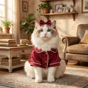 Beautiful Pet pajamas suitable for pets such as Teddy Bears, Bichon Frises, Pomeranians, Poodles, and Bulldogs. Made of comfortable silk, these pajamas include headbands to relieve stress and anxiety.