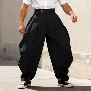 INCERUN Men's Dark Academia Balloon Pants Art Gallery Pleated Harem Trousers