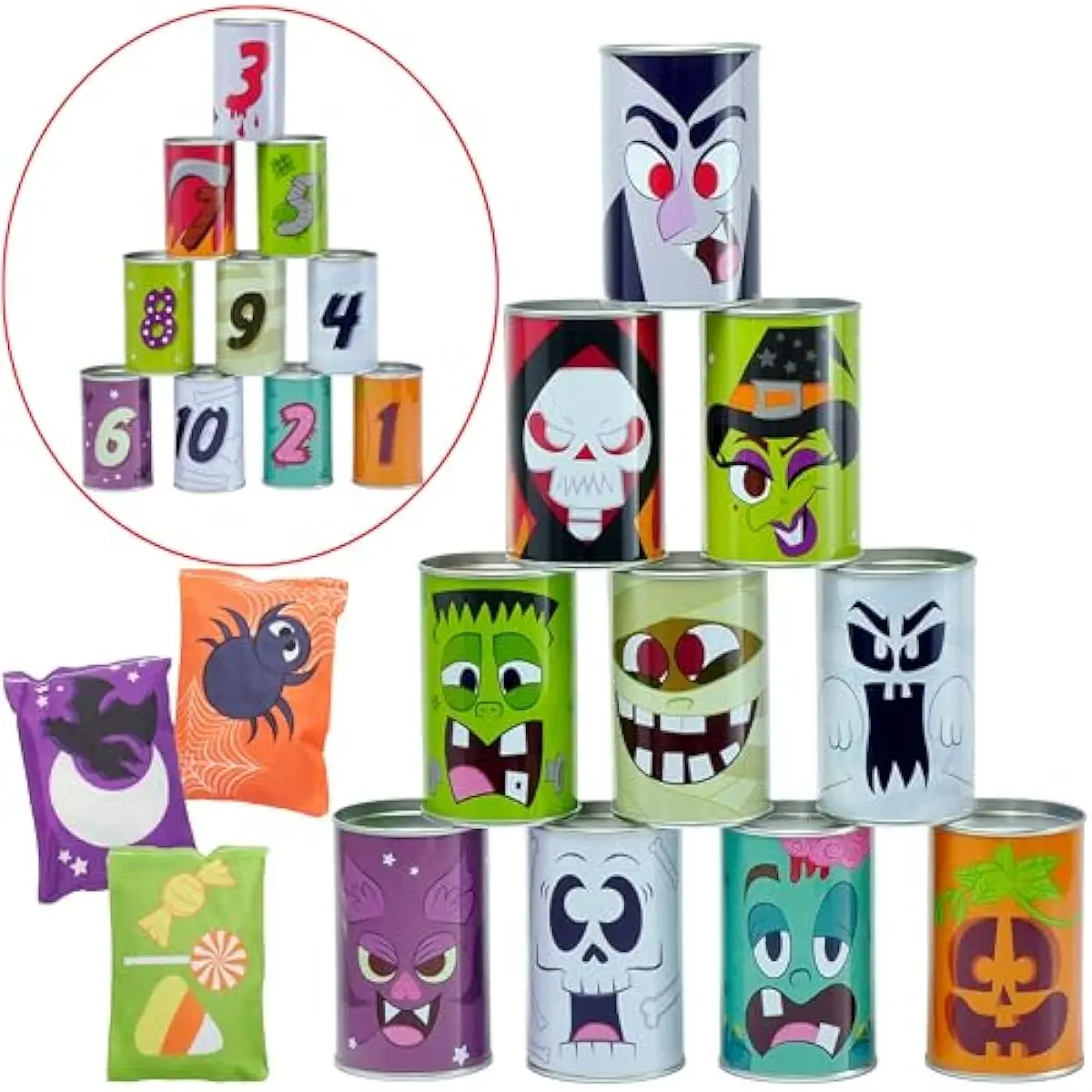 13 Pcs Halloween Carnival Can Bean Bag Toss Games for Kids & Adults Trick or Treat Decoration, Home Decor Party Favors Supplies, Homeschooling Backyard Game