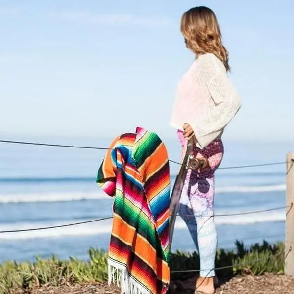 Beach Serape Mexican Blanket - Orange