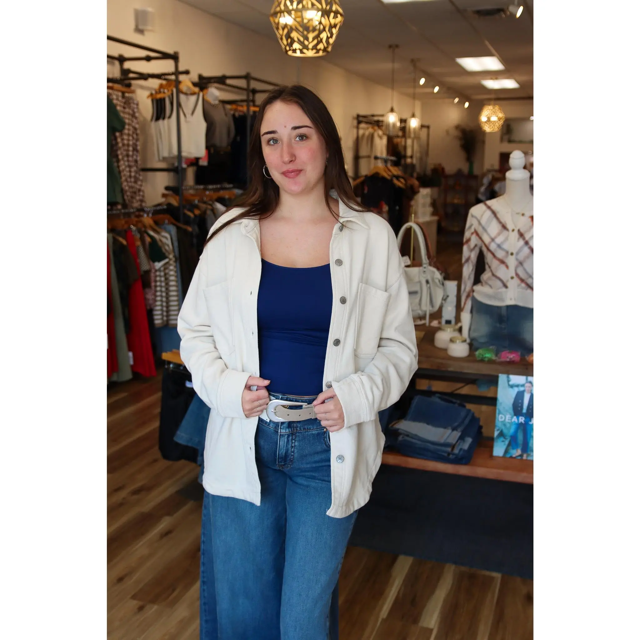 BY TOGETHER OVERSIZED SILVER BUTTON SHACKET