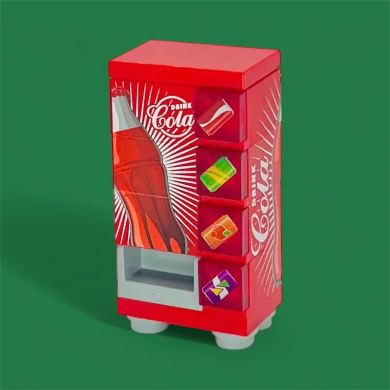 Custom UV Printed Cola Vending Machine Made of Plastic Building Bricks No Minifig Included for Scale