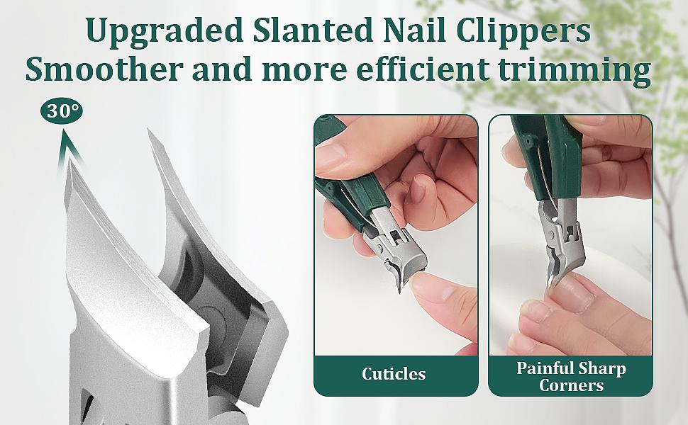 Eagle Beak Nail Clippers for Ingrown & Thick Nails – Beveled/Slanted/Angled Blades, Long Handle Wide Jaw, Anti-Splash Ultra Sharp Stainless Steel Edge 3-Piece Set for Men/Women (Green) Eagle Beak Nail Clippers for Ingrown & Thick Nails – Beveled/Slanted/Angled Blades, Long Handle Wide Jaw, Anti-Splash Ultra Sharp Stainless Steel Edge 3-Piece Set for Men/Women (Green)