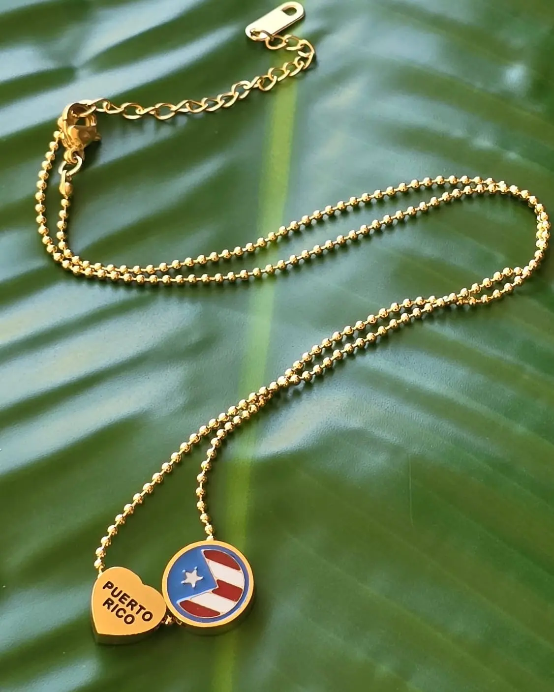 Ball Puerto Rico Necklace with Pendant Featuring a Star and "PUERTO RICO NICO" Text, Silver Chain