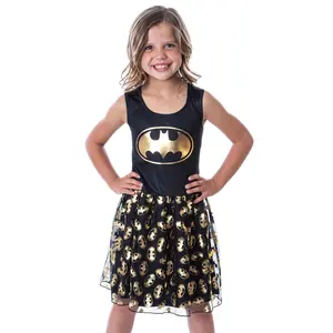 DC Comics Girl's Batman Logo Tank Nightgown Costume Pajama Dress