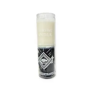 White & Black Reversible Candle Full Energy Cleanse and Spiritual Protection with Eye Symbol Design