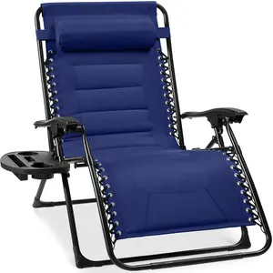 Best Choice Products Oversized Padded Zero Gravity Chair, Folding Outdoor Patio Recliner w/ Side Tray