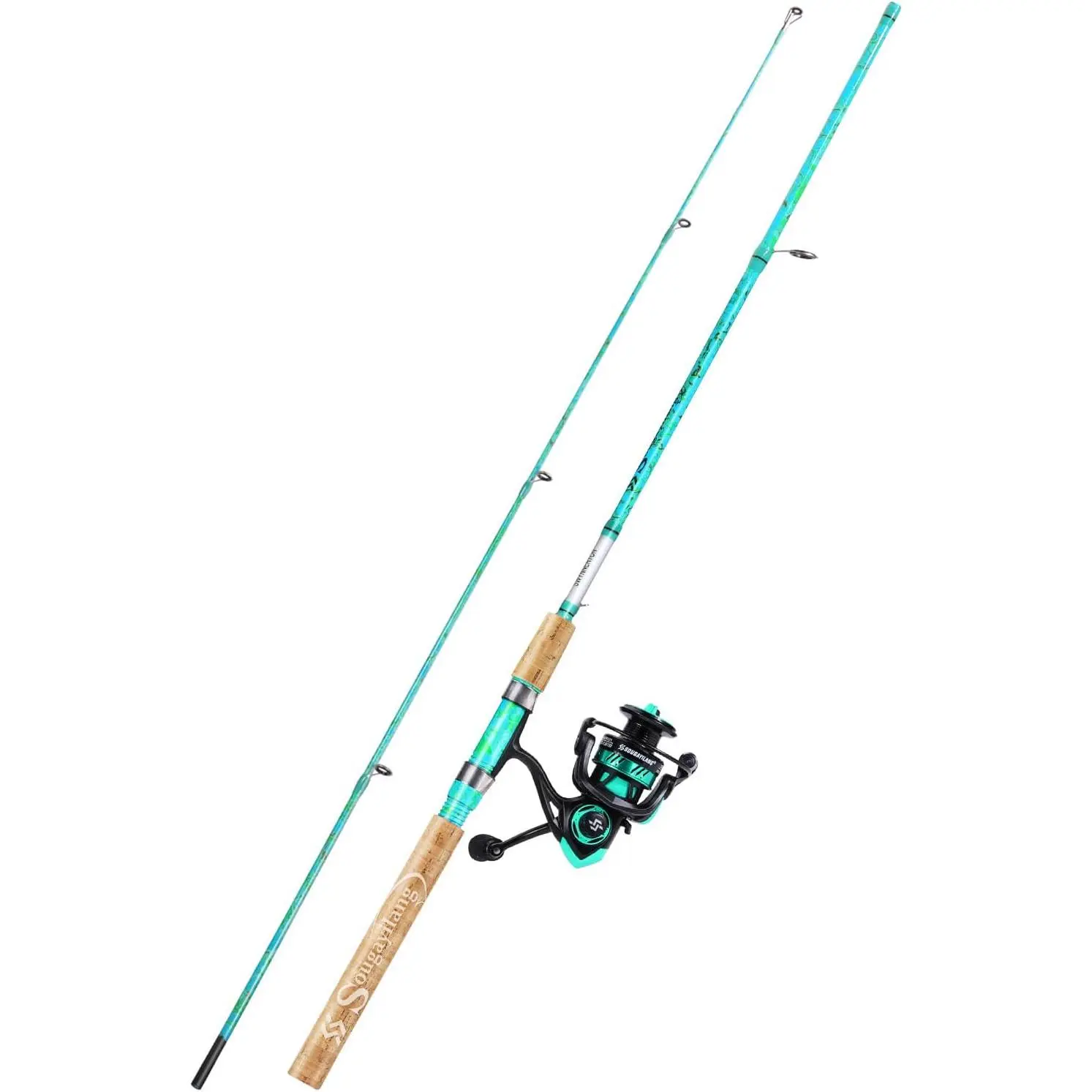 Fishing Rod and Reel Combo, 2- 5-Foot 6-Inch Graphite & Fiberglass Rod, Durable and , Quickset Anti-Reverse Fishing Reel (1Pack/2Pack)