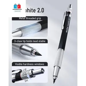 6PCS Art Mechanical Pencil Set, 3PCS Metal Drafting Pencil 0.5 Mm & 0.7 Mm & 0.9 Mm & 3PCS 2Mm Graphite Lead Holder (2B HB 2H) for Writing No Brand