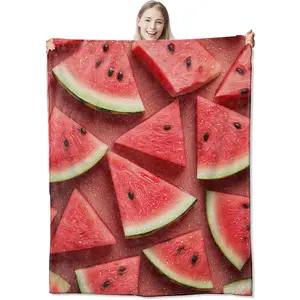 Watermelon blanket, soft cozy, light watermelon flannel blanket for  ,  dinchg, travel, soft watermelon decoration60 x 50 inchches