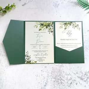 Dark Green Invitation Card Pocket Envelope For Wedding Mermail Holiday Party 20 sets (dark green)