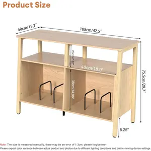 Large Record Player Stand,Mid Century Turntable Stand Table with Open Storage Holds up to 300 Albums,Vinyl Record Storage Display Shelf for Living Room Bedroom (Oak)