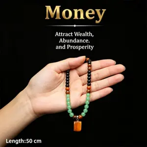 Money Magnet Obsidian & Green Aventurine Necklace | Attract Wealth & Abundance, Unisex 50cm
