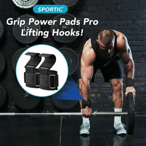 SPORTIC Lifting Hooks & Wrist Straps Set 1000LB Capacity with Anti-Slip Grip Adjustable Wrist Wraps for Deadlifts Powerlifting CrossFit Strength Training Gym Gear for Men & Women - Fitness Accessories