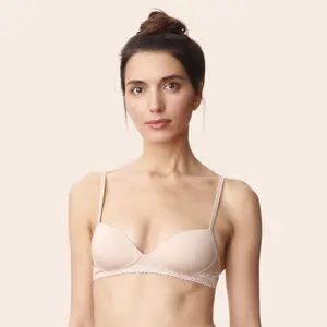 Lulalu Zuri Wireless Pushup Bra with Lace –, Soft, Comfortable Microfiber