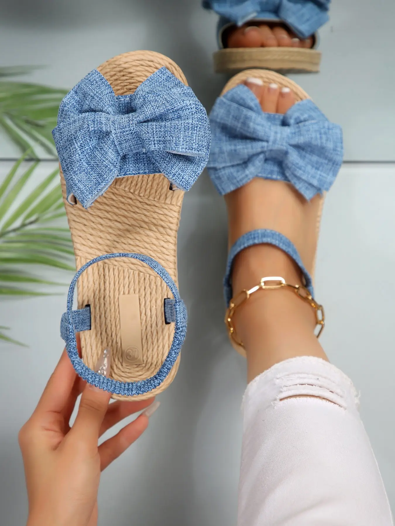 Women's Flat Butterfly Knot Sandals, Fashionable Flat Sandals, Elegant and Cute Design, Perfect for Summer Travel and Vacation, Casual Wear Footwear