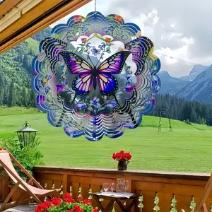 Metal Rotating Wind Chime Spinner, Butterfly Hummingbird Owl Design, Indoor & Outdoor Garden Decor, Decorative Wind Chime, Metal Wind Chimes