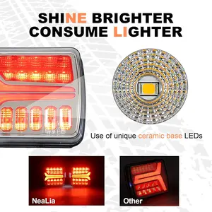 Wireless Magnetic Trailer Light Rechargeable LED Trailer Light Suitable for Trailer Truck Waterproof Tail Trailer Light Kit Suitable for RV Camper Boat Car Caravan Portable Turn Signal Brake Light Driving Light Parking Light