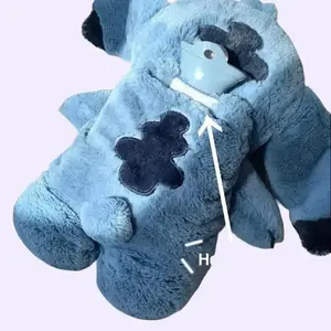 New PlushBLUE-1PCS Doll Hot Water Bag Winter Hot Water Injection Bag Doll cartoon plush water hand warm New Year gift thickened new cute Thermal Bottle Blue pastel Cup
