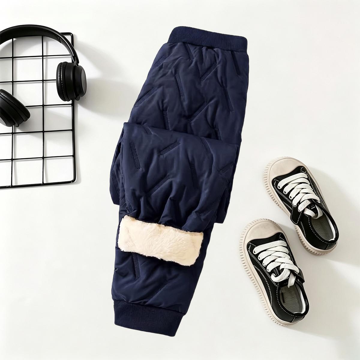 Men's Quilted Joggers Pants - Cuffed Ankles, Fleece Lining, 100% Polyester Shell & Fill - Warm, Flexible - For Cold Commutes, Lounging, Men's Joggers Pants