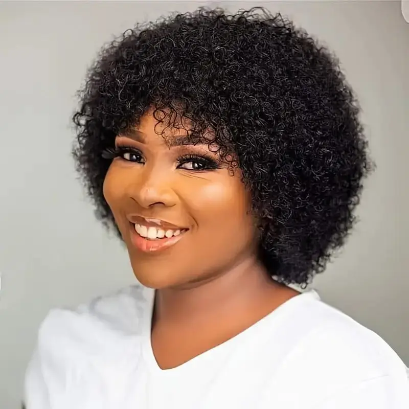 OPQHAIR Glueless Kinky Curly Bob Wig for Women | Soft 4 Inch Short Jerry Curls with Machine-Made Cap, Comfortable Fit & Afrocentric Style