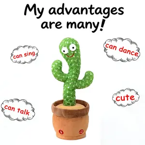 This interactive dancing cactus toy features music and lights, can play 120 songs, has a 15-second recording function, and is equipped with LED lights. It makes a great educational gift.