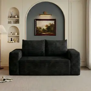 Eyisean 78.8" & 71" & 63" Compression Sofa with Corduroy Fabric, Comfy Loveseat Sofa with Deep Seat, No Assembly Required, Boneless Couches with Wide Armrest for Living Room
