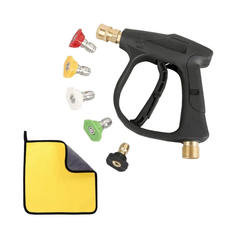 7-Pcs High-Pressure Car Wash Deep Cleaning Kit - Includes 5 Nozzles, 1 Spray Gun, 1 Ultra-Fine Fiber Towel for Drying & Polishing, Versatile Usage for Cars, SUVs, Motorcycles, Courtyard Watering & Irrigation
