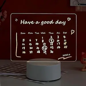 Acrylic Dry Erase Board 16 Colors Can Remote Control Light 7.3x5x0.2" Clear Desktop Note Memo Board, Includes Dry Erase Markers, Rewritable Night Light with Message Board, Lamp Gift