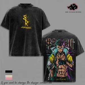 David Martinez Cyberpunk Edgerunners Anime T-Shirt Vintage Acid Wash Oversized Graphic Tee Streetwear Gym Pump Gift Animes Fans