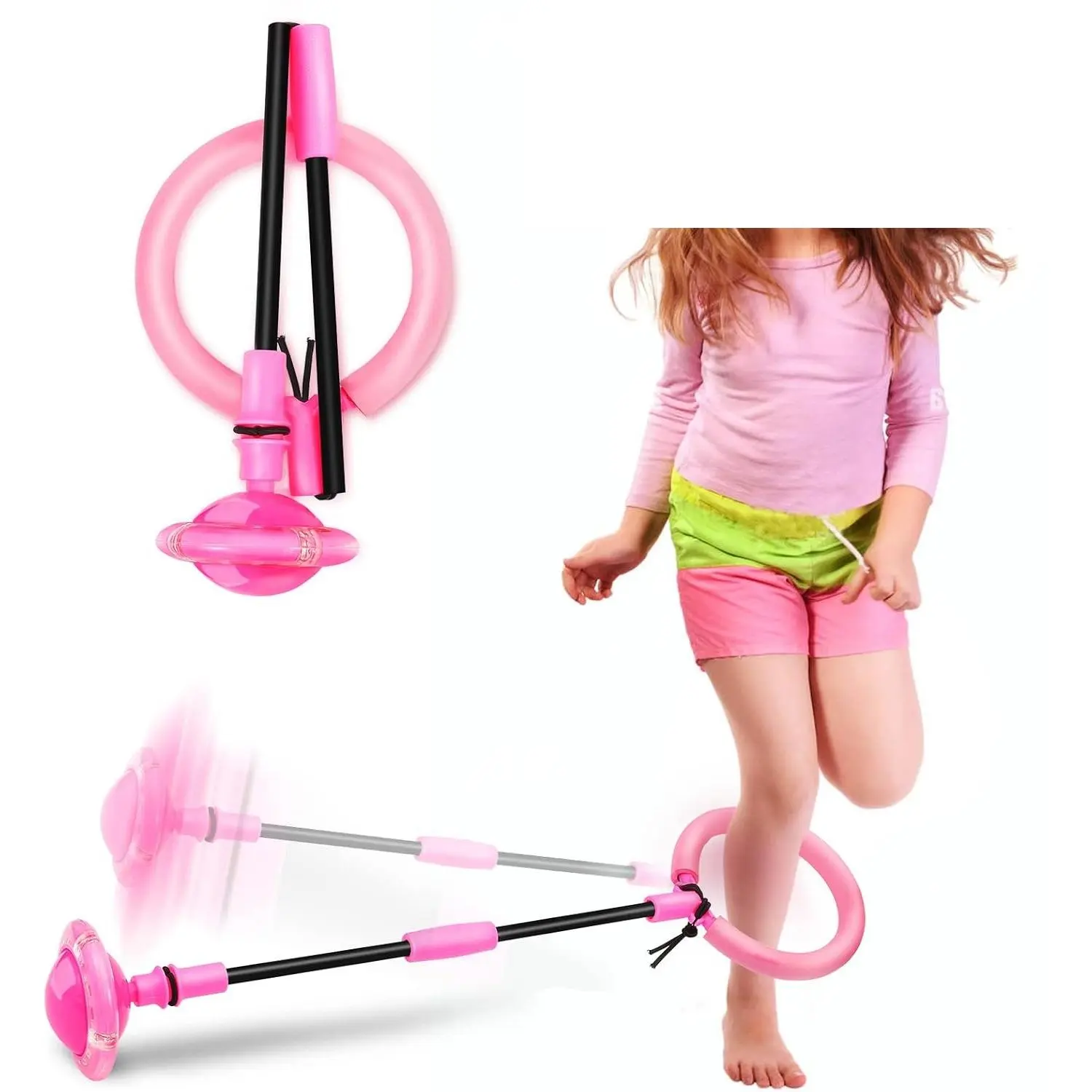 Skip Ball, Portable Foldable Colorful Flash Wheel Swing Ball, Kids Toys for Girls & Boys, Sports Fitness Toys for Kids & Adults. Gifts for Mom Women & Girls Toys Age 5-10 Years